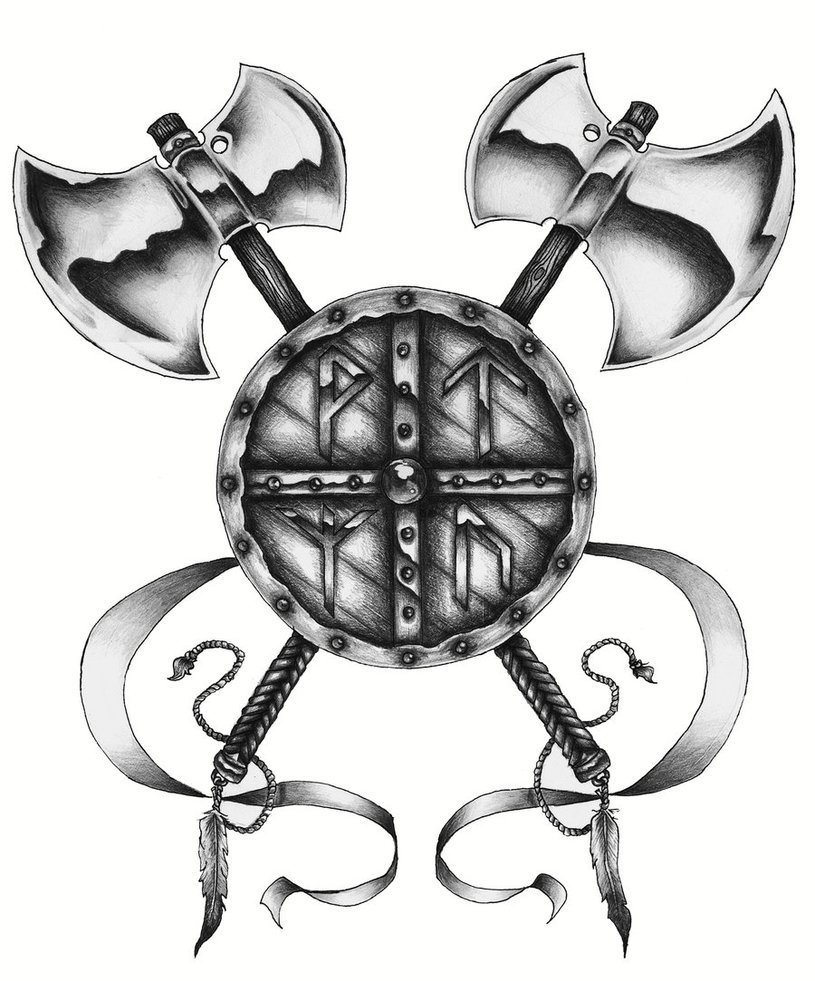 clipart shield and sword tattoo