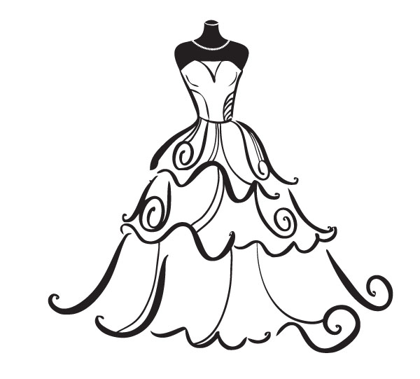 Vintage Wedding Dress Clipart - Gallery