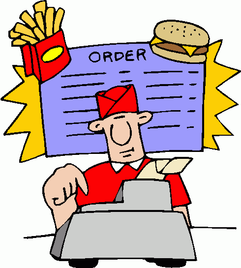 Fast Food Order Clerk Illustration - Quick Service Restaurant Scene