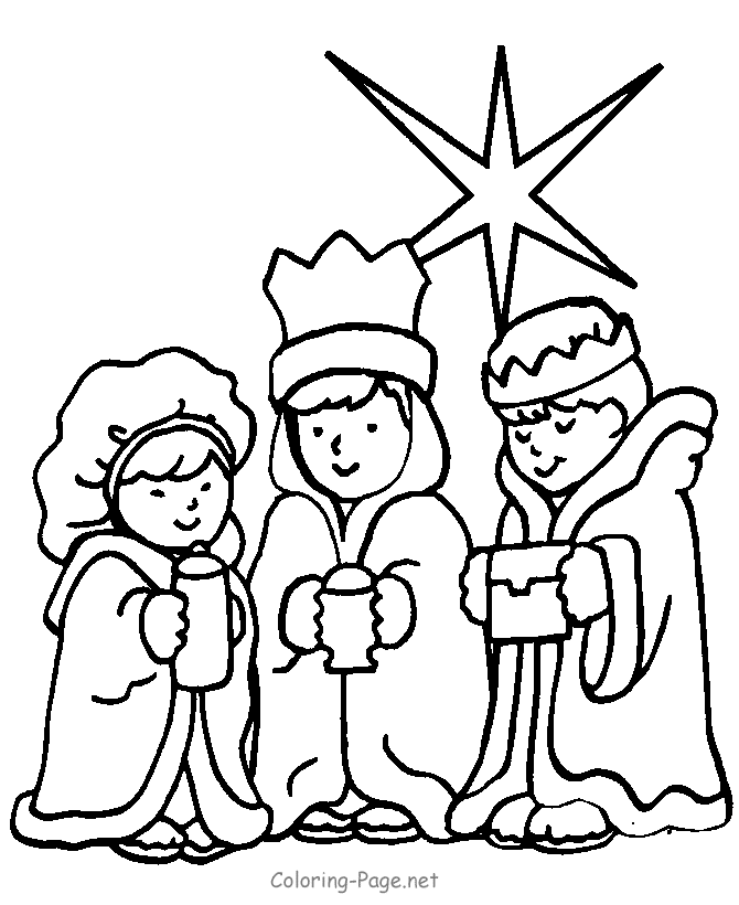 Nativity Colouring Page  Three Kings