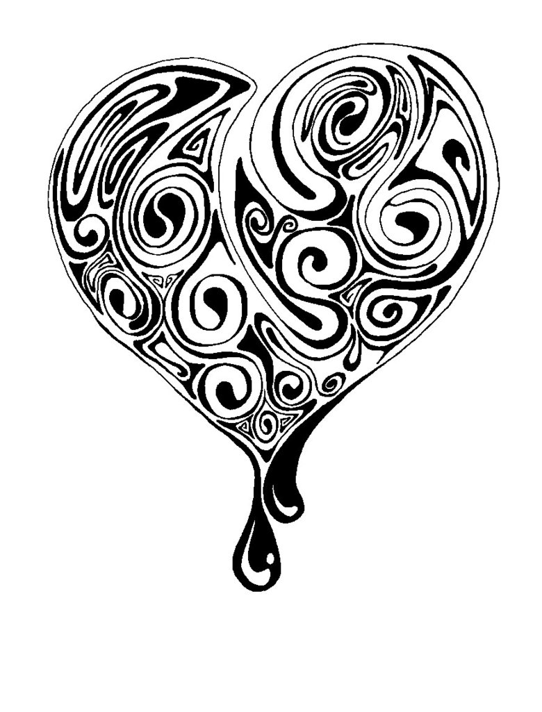 Black And White Heart Tattoo Designs For Women