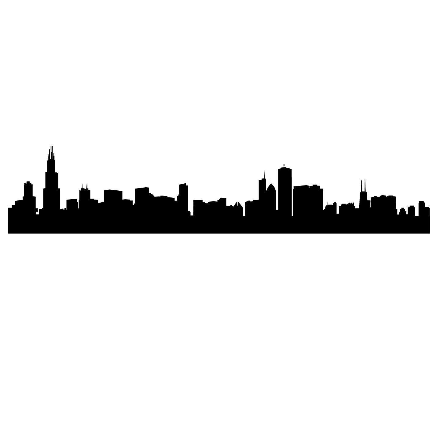 Chicago Skyline Silhouette - Vinyl Wall Art Decal for Homes 