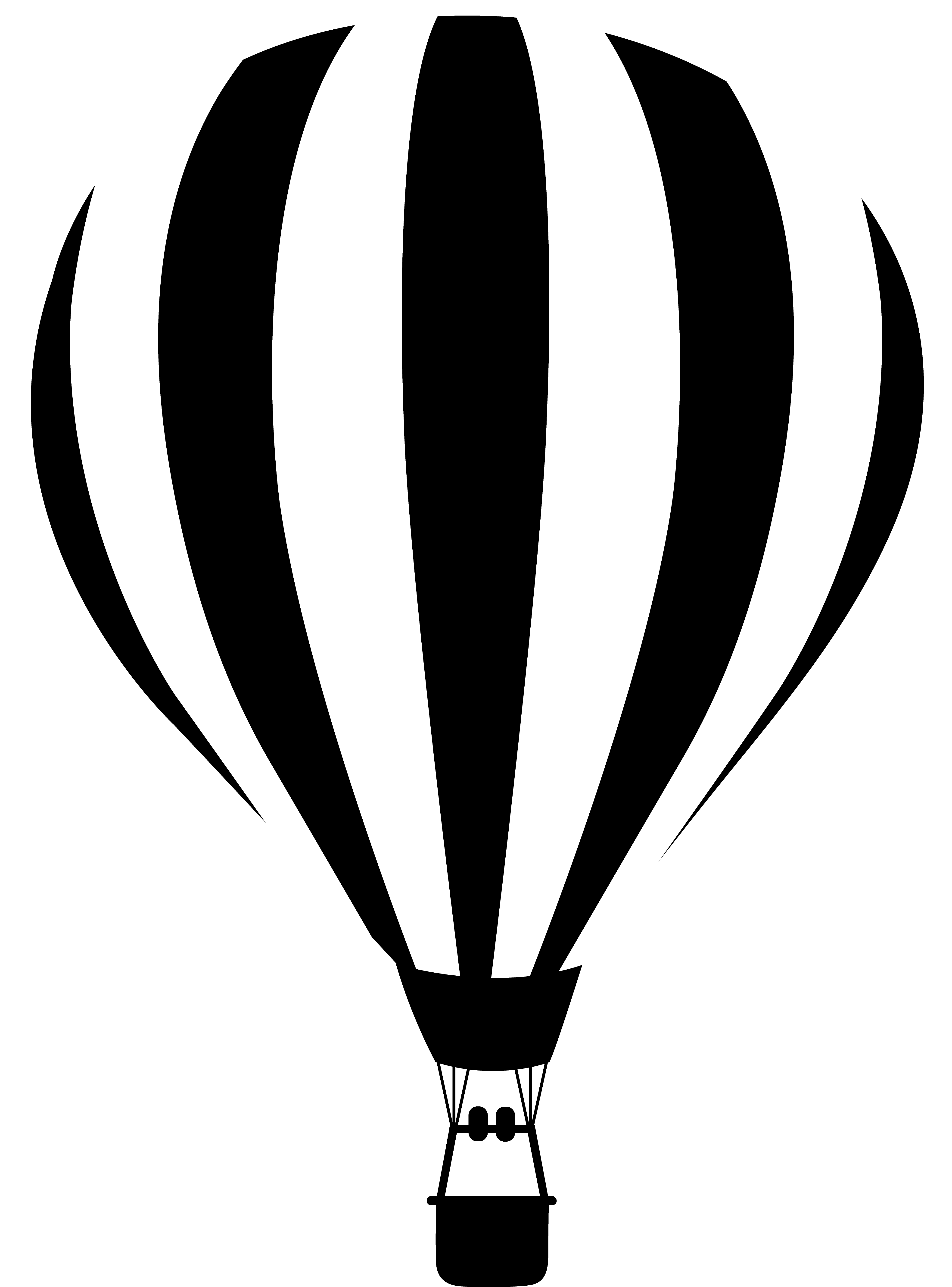 Hot Air Balloon Striped Silhouette - Free Clip Art