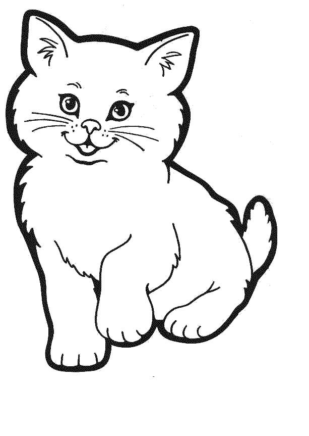 cat and kitten clipart black and white
