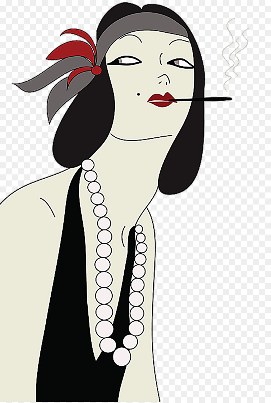 1920s 1930s Vintage clothing Flapper Fashion - Hand painted smoking woman png download - 1500*2226 - Free Transparent  png Download.