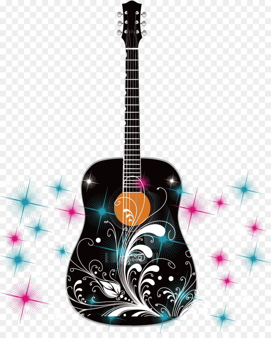 Acoustic guitar - Guitar vector color stars png download - 912*1123 - Free Transparent Guitar png Download.