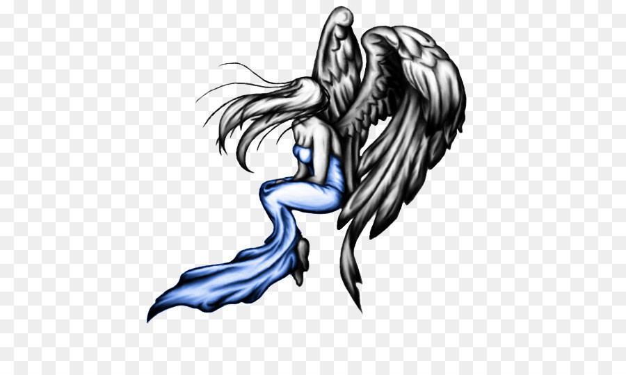 Black and white Cartoon Muscle Illustration - Angel Tattoos Picture png download - 546*527 - Free Transparent  png Download.