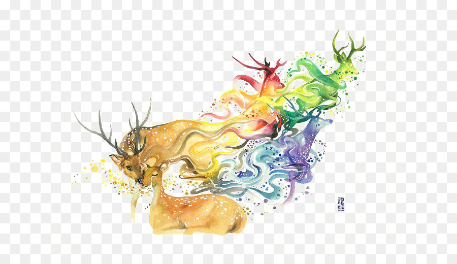 Watercolor: Animals Watercolor painting Drawing Illustration - Color deer png download - 700*509 - Free Transparent Watercolor Animals png Download.