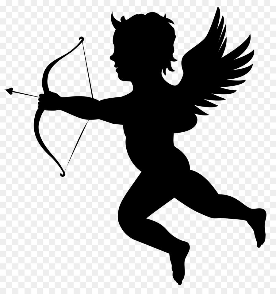 Cupid Arrow Valentines Day Illustration - Angel Silhouette png download - 1902*2019 - Free Transparent Cupid png Download.