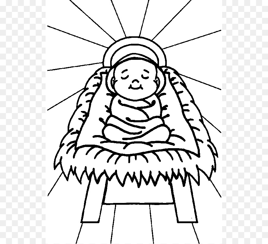 Child Jesus Coloring book Nativity of Jesus Manger - black and white picture of jesus png download - 593*819 - Free Transparent  png Download.