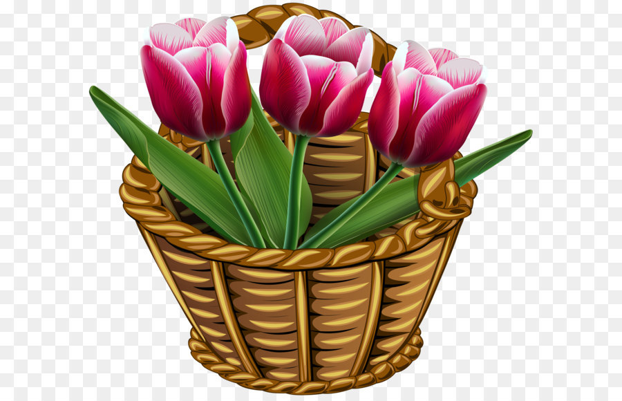 Tulip Flower Basket Clip art - Basket with Tulips Transparent PNG Clip Art Image png download - 5000*4424 - Free Transparent Flower png Download.