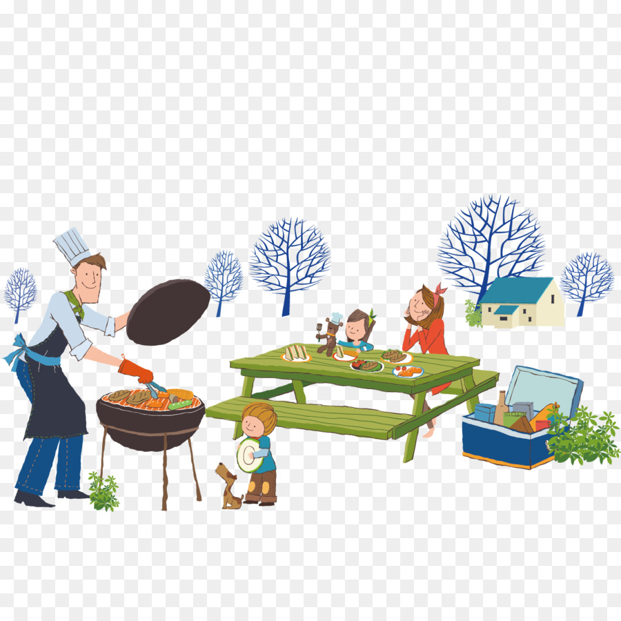 Barbecue grill Picnic Illustration - Vector family outdoor dining png download - 1240*1240 - Free Transparent Barbecue Grill png Download.