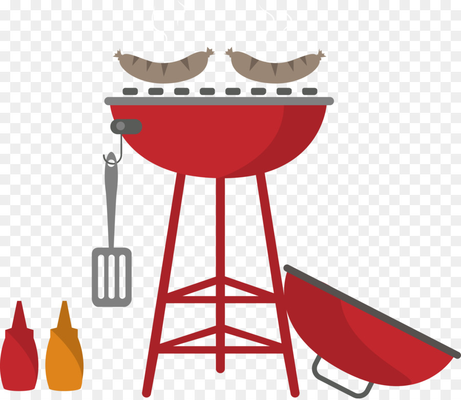 Barbecue Bacon Hot dog Ham Food - Cartoon vector illustration outdoor grill png download - 3114*2687 - Free Transparent Barbecue png Download.