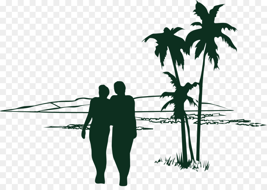 T-shirt Tree Coconut - Summer beach coconut tree vector silhouette of men and women png download - 2334*1627 - Free Transparent Tshirt png Download.