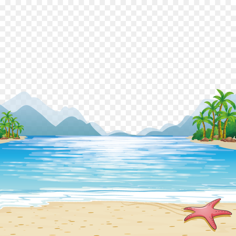 Child Beach Illustration - Vector sea mountains png download - 1000*1000 - Free Transparent Child png Download.