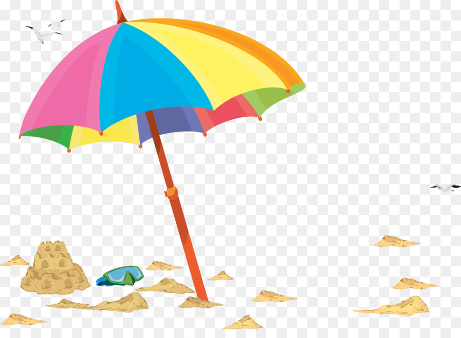 Beach Umbrella Illustration - Vector Hand-painted umbrellas png download - 1350*964 - Free Transparent Beach png Download.