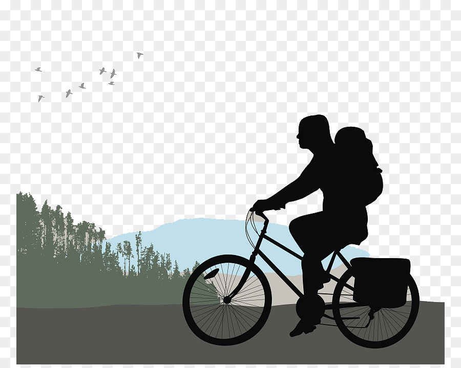 Drawing Getty Images Illustration - Vector Backpackers bike silhouette png download - 836*713 - Free Transparent Drawing png Download.