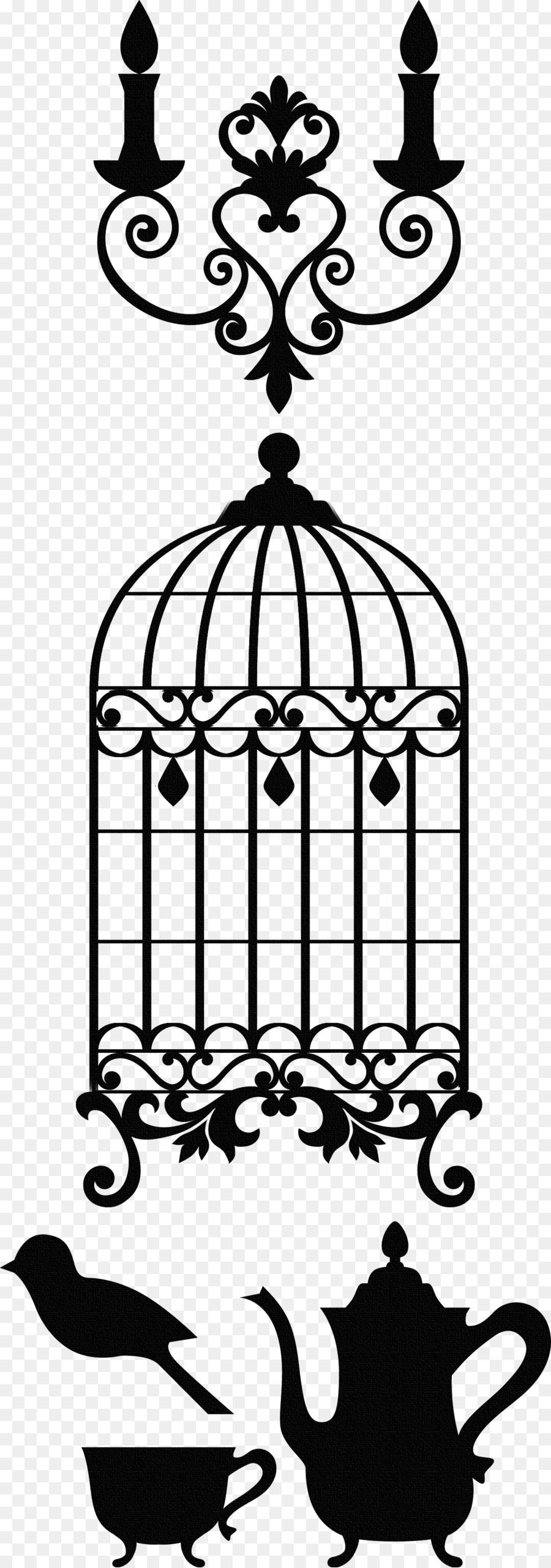 Table Antique furniture Clip art - Black silhouette of a birdcage lamp png download - 1234*3509 - Free Transparent Table png Download.