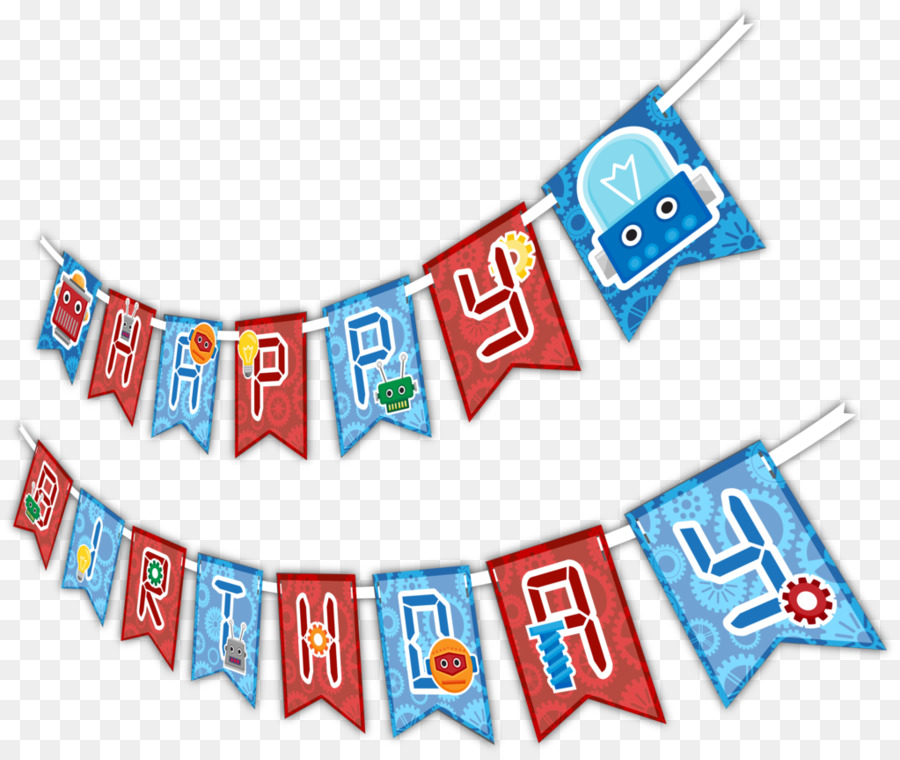 Banner Birthday Party Ribbon Robot - birthday banner png download - 1023*862 - Free Transparent Banner png Download.