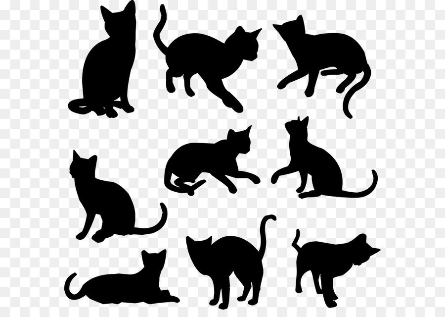 Black cat Kitten Silhouette - Cute cat silhouettes png download - 640*625 - Free Transparent T Shirt png Download.