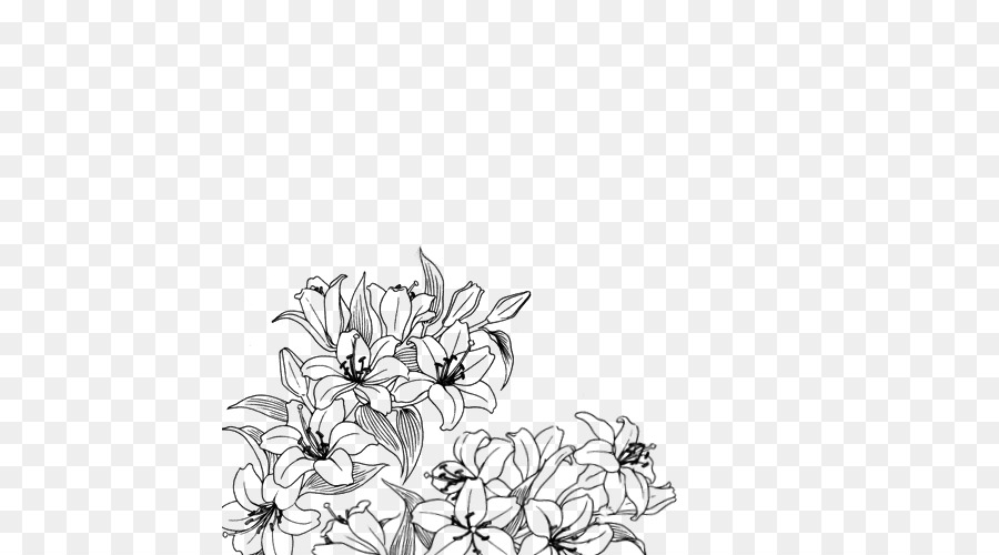 Drawing Black and white Flower Floral design - flower png download - 500*500 - Free Transparent Drawing png Download.