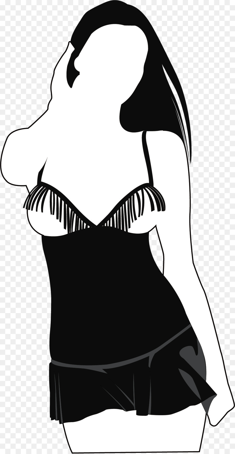Woman Silhouette Black and white Illustration - Cartoon woman png download - 1085*2096 - Free Transparent  png Download.