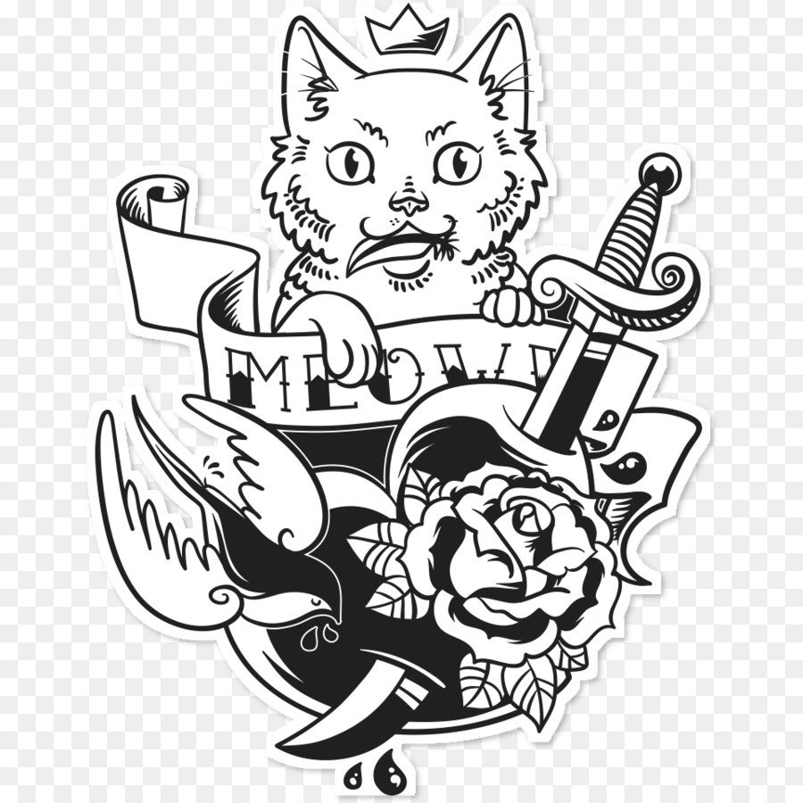 Black cat Tattoo Sticker Clip art - rock and roll png download - 962*962 - Free Transparent Cat png Download.