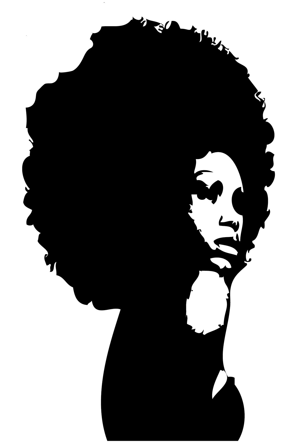 black woman with afro silhouette
