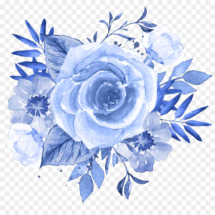 Blue Flower Watercolor painting Clip art - blue floral png download - 1800*1800 - Free Transparent Blue png Download.