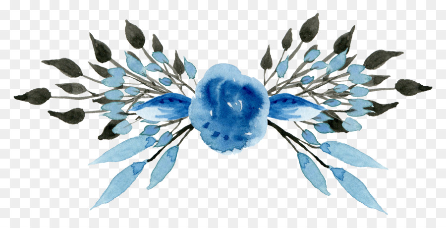 Wedding invitation Blue Flower Clip art - Hand painted blue flower pattern png download - 2403*1221 - Free Transparent Wedding Invitation png Download.