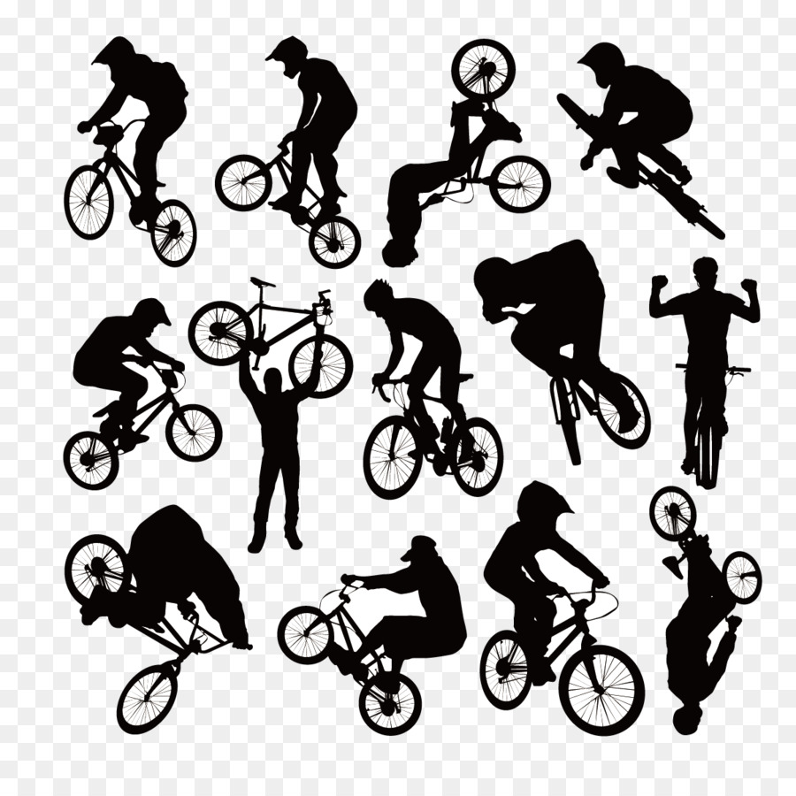 Bicycle Cycling BMX Clip art - Cycling silhouette figures vector collection png download - 1193*1172 - Free Transparent Bicycle png Download.