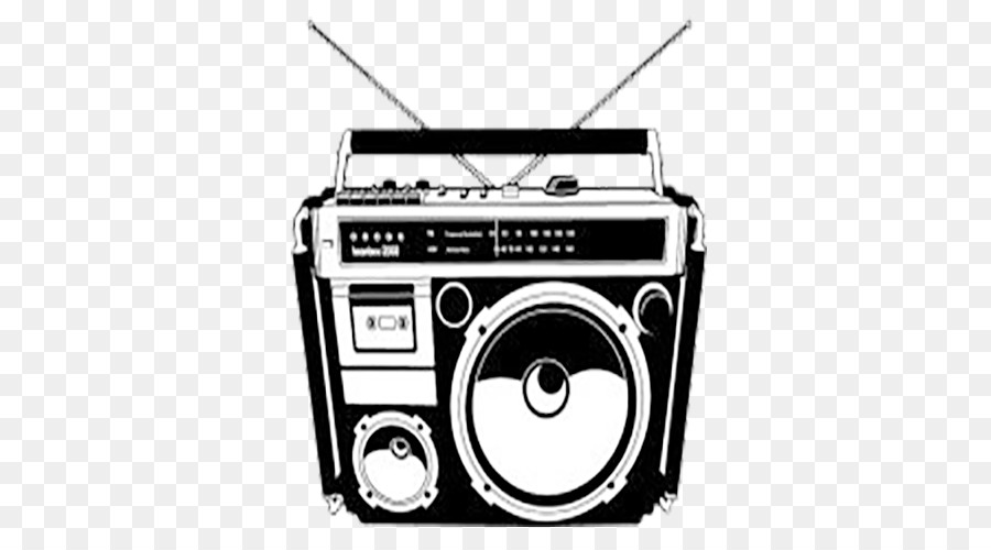1980s Boombox Clip art - Black and white cartoon radio png download - 500*500 - Free Transparent Boombox png Download.