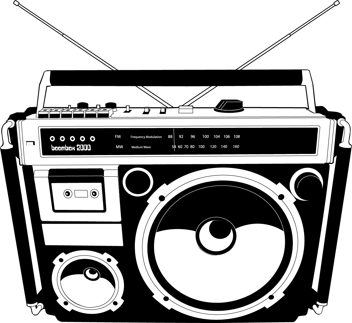 1980s Boombox Compact Cassette Clip art - Vector painted radio png ...