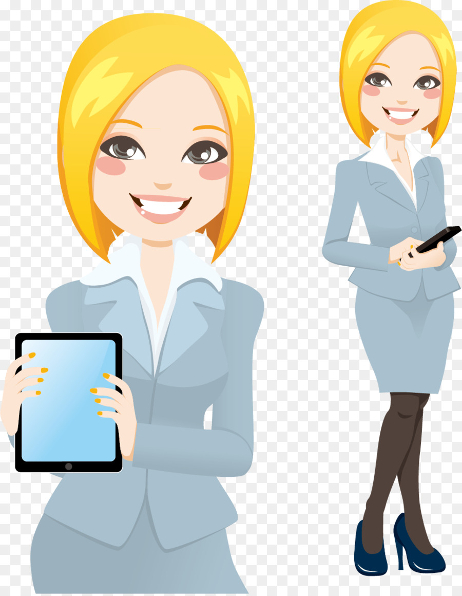 Cartoon Illustration - Business career woman vector material png download - 968*1243 - Free Transparent  png Download.