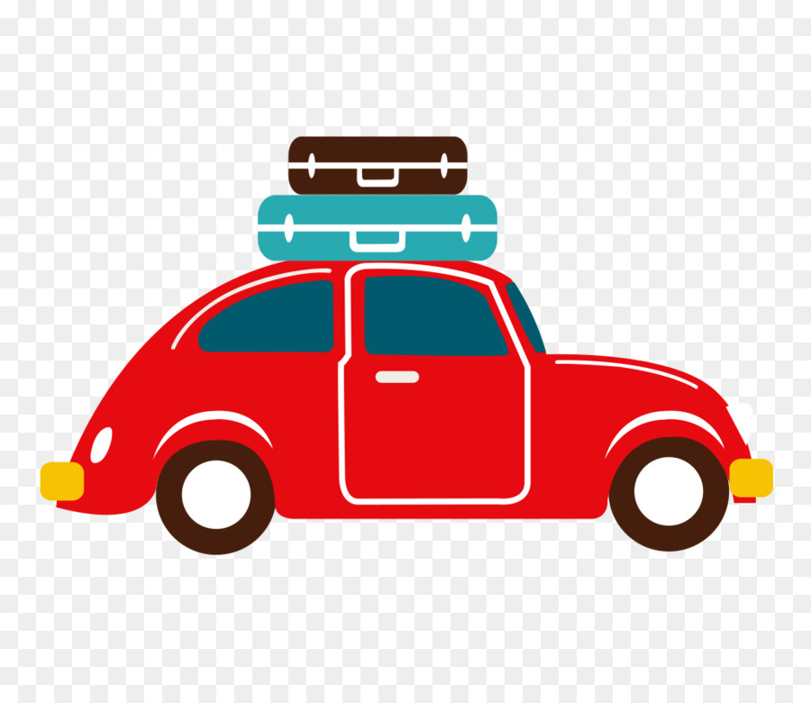 Car Picnic Travel - Hand-painted color cartoon car on vacation png download - 1028*877 - Free Transparent Car png Download.