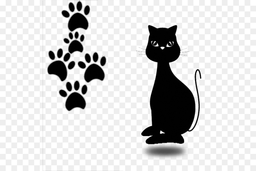 Cat Kitten Drawing Illustration - Cute cartoons, black cats and footprints png download - 600*600 - Free Transparent Cat png Download.