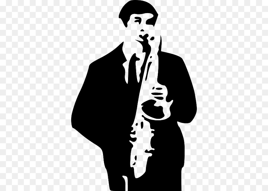 Saxophone Drawing Clip art - Black Cartoon Man Transparent png download - 422*640 - Free Transparent  png Download.