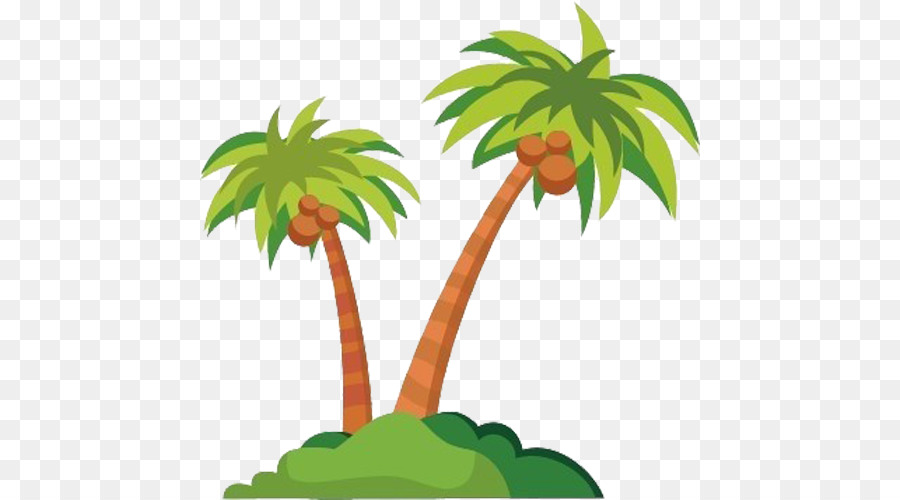 Coconut Tree Cartoon - A long island with coconut trees png download - 500*500 - Free Transparent Coconut png Download.