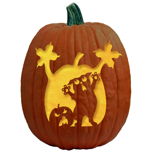 Jack-o'-lantern Cat Carving Pumpkin Stencil - Cat png download - 500* ...