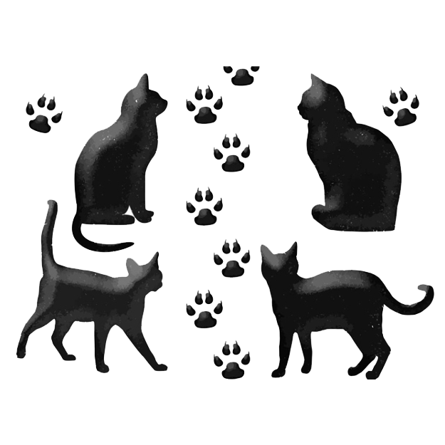 Black cat Euclidean vector Drawing - Four black cartoons, cats and ...
