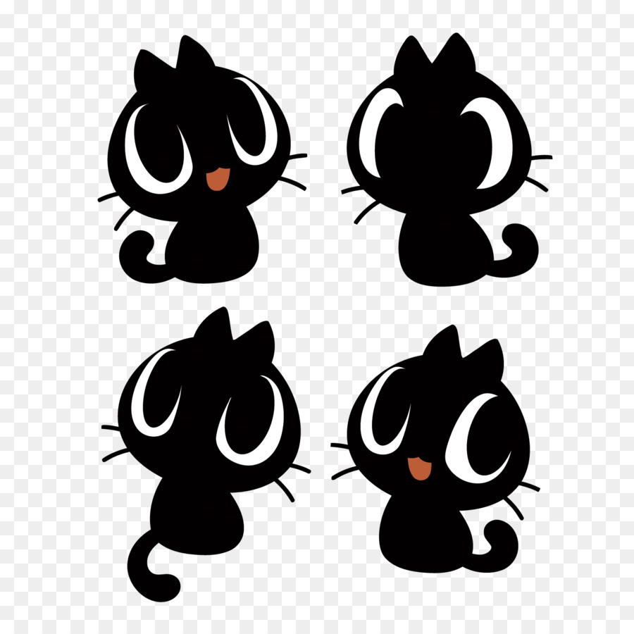 Cat Whiskers Clip art - Vector Little Black Cat png download - 1500*1500 - Free Transparent Cat png Download.