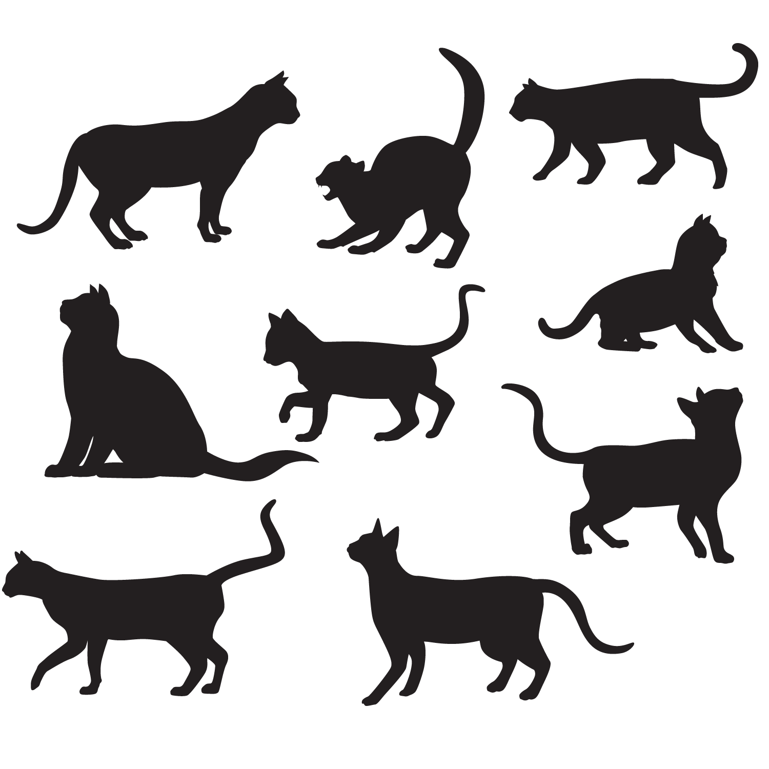 Cat Silhouette Poster Illustration - Pet cat silhouette vector material ...