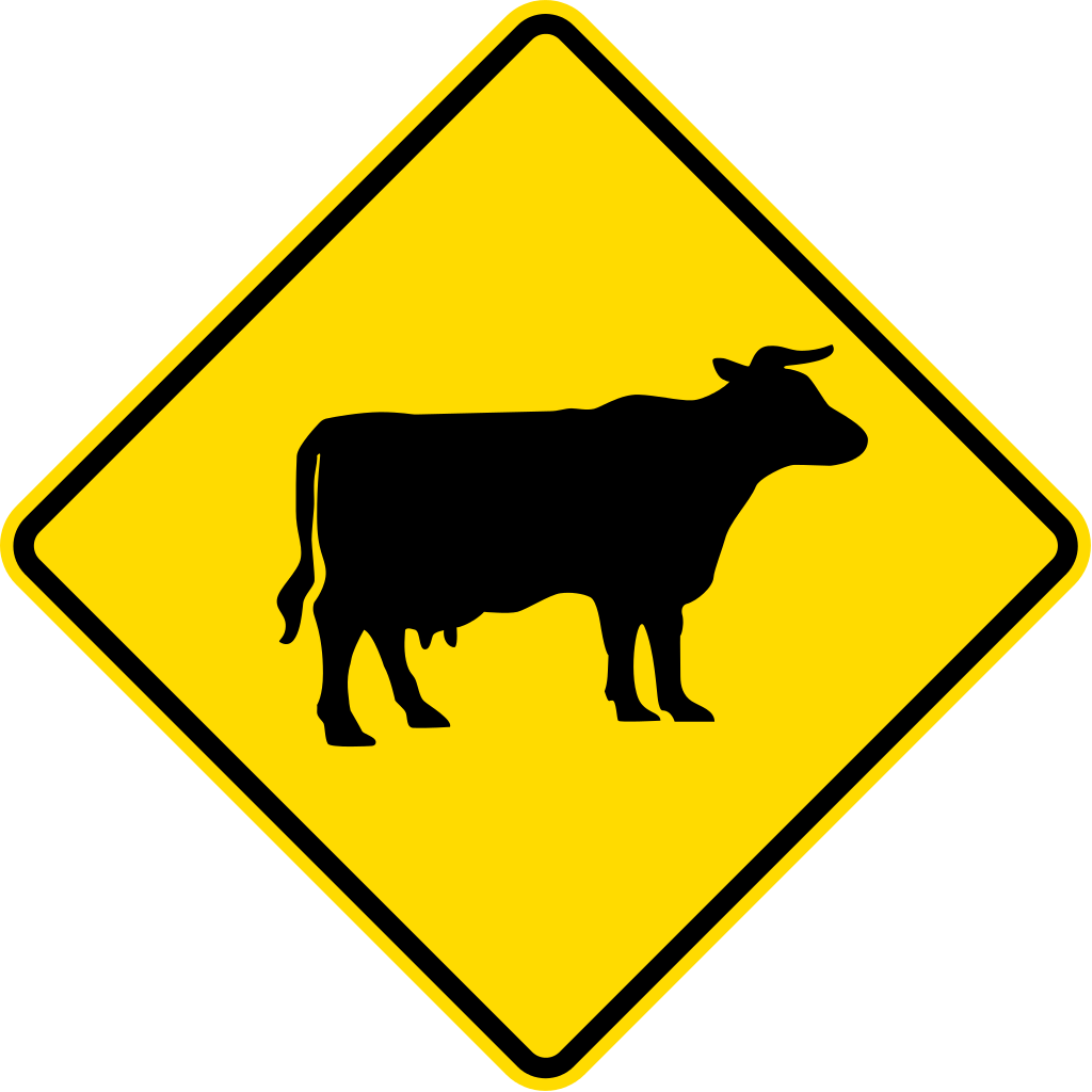 Cattle Warning sign Traffic sign Road Livestock - cattle png download ...