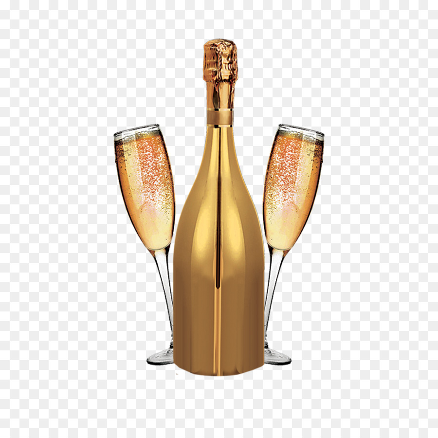Champagne Wine Bottle Alcoholic drink - Gold glass bottle png download - 900*900 - Free Transparent Champagne png Download.