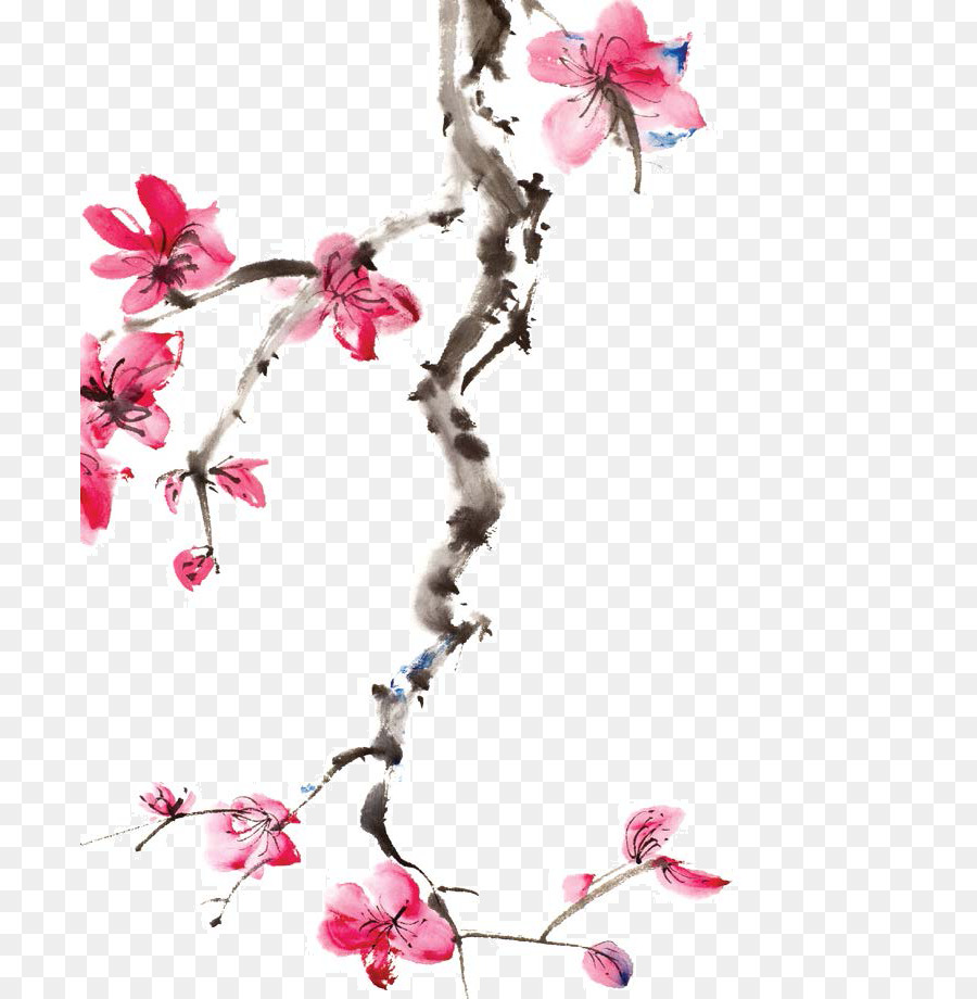 Japan Cherry blossom Ink wash painting - japan png download - 751*920 - Free Transparent Japan png Download.