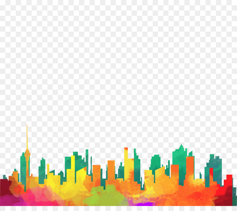 Drawing Silhouette City Illustration - Color city png download - 3745*3250 - Free Transparent Drawing png Download.