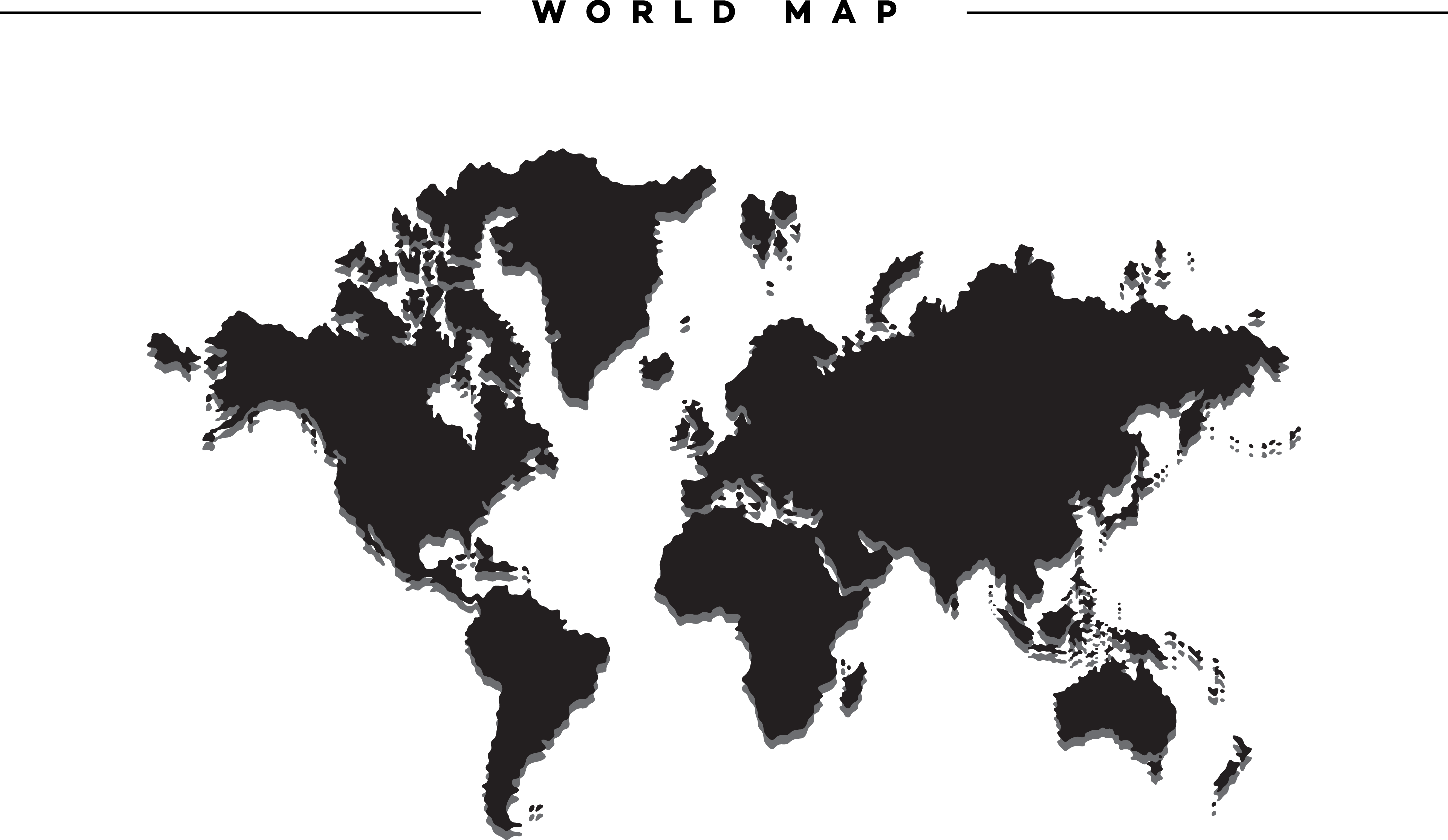 Карта земли черно белая. Силуэты континентов.