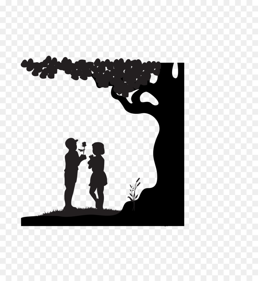 Silhouette Significant other Poster - Vector black tree under the couple png download - 2263*2463 - Free Transparent Silhouette png Download.