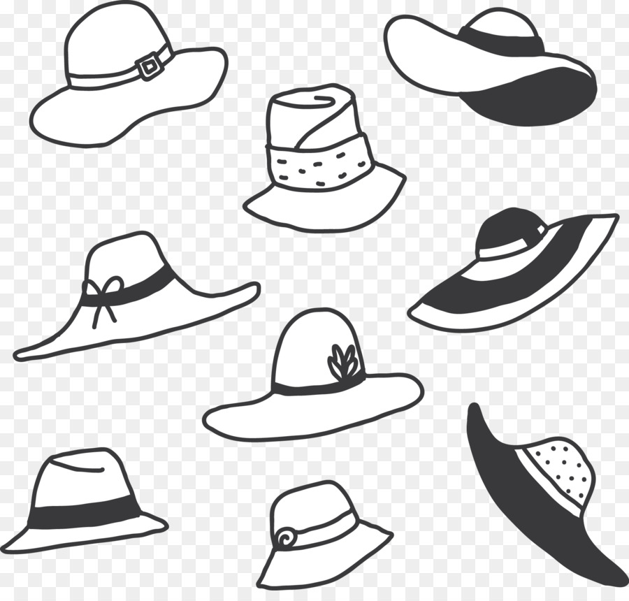 Cowboy hat Black and white - Ladies hat vector illustration png download - 1883*1768 - Free Transparent Cowboy Hat png Download.