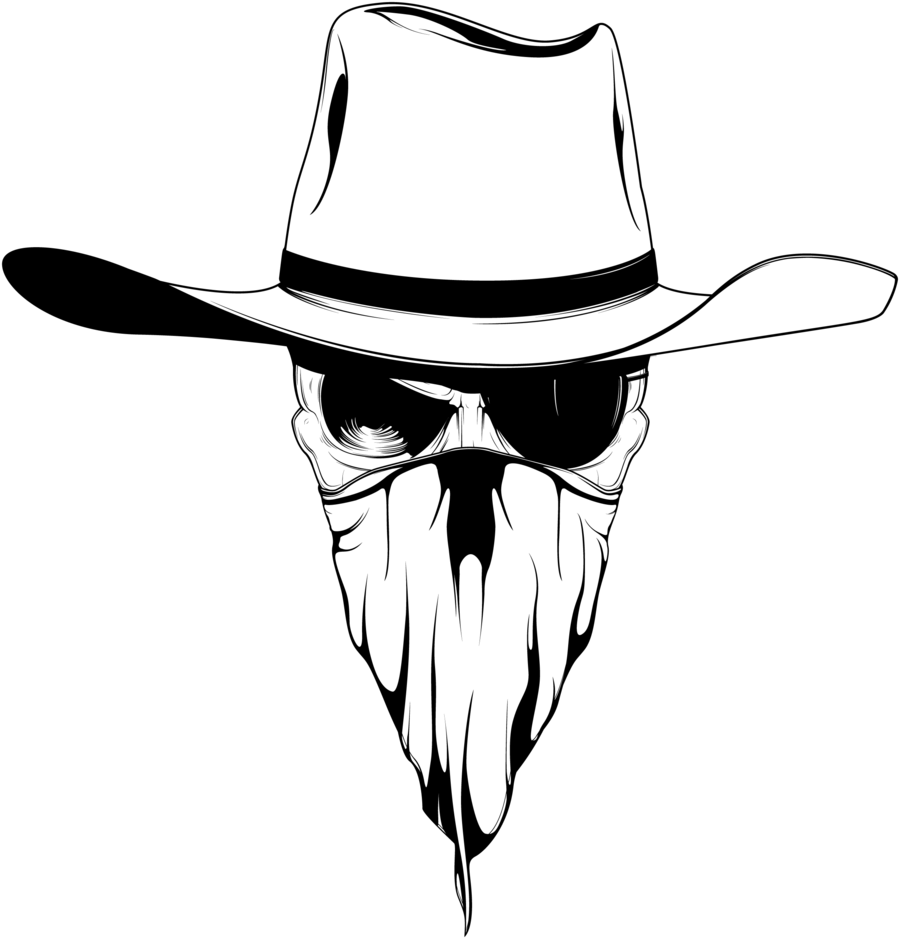 Premium Vector  Evil cowboy skull tattoo hand drawn vector black and white  clip art